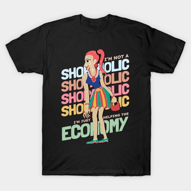 Retro Shopaholic Girl T-Shirt by KewaleeTee